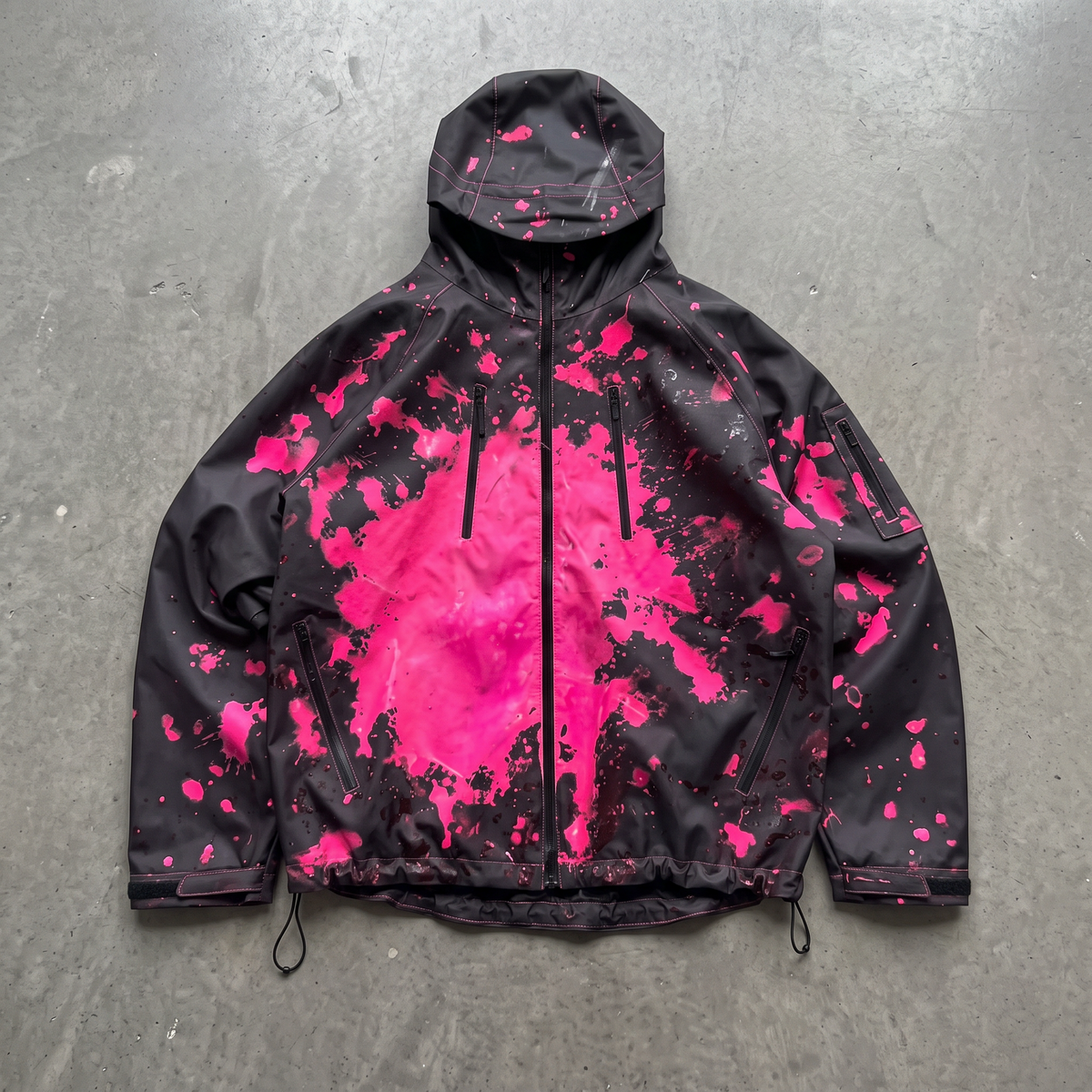 Black jacket with pink colour-change pattern