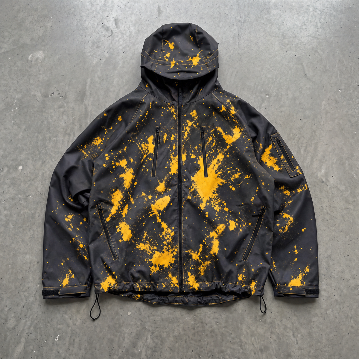 Black jacket with yellow colour-change pattern